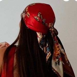 Never Worn! Satin Red Paisley Scarf